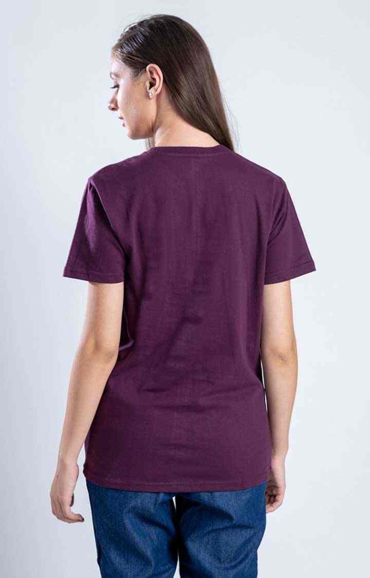 Women's Make a Mark Wine Cotton Regular T-Shirts