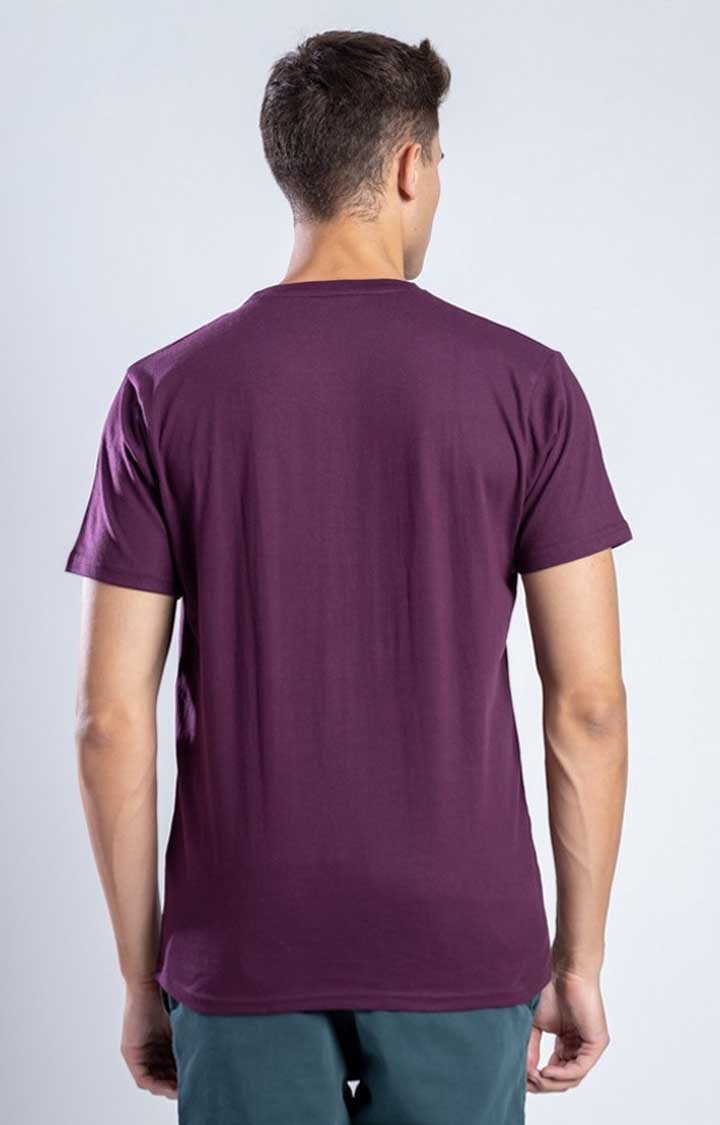 Men's Make a Mark Wine Cotton Regular T-Shirts