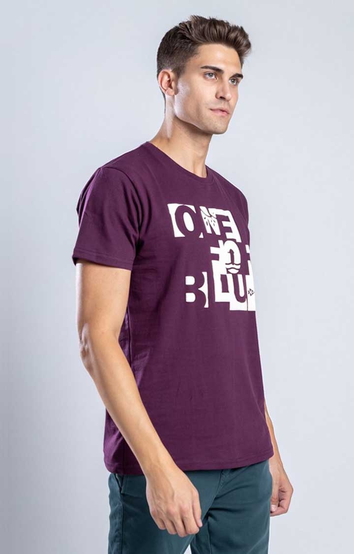 Men's Make a Mark Wine Cotton Regular T-Shirts