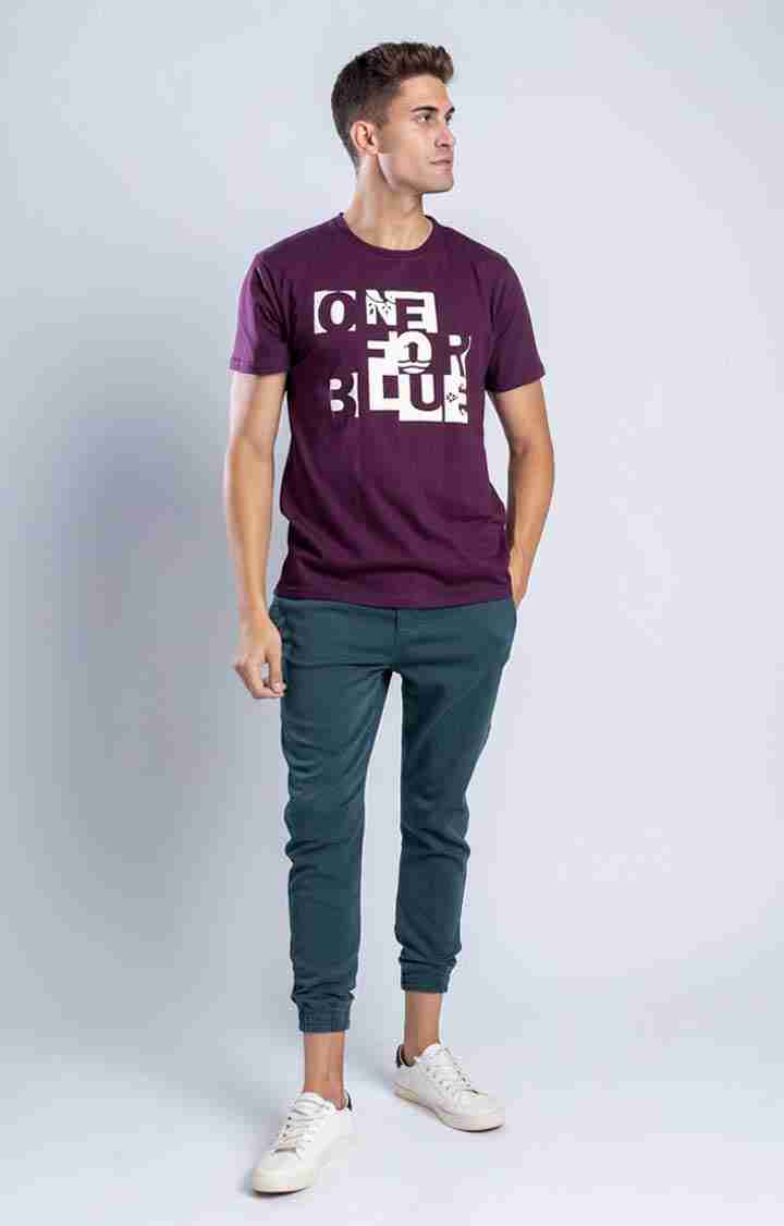 Men's Make a Mark Wine Cotton Regular T-Shirts