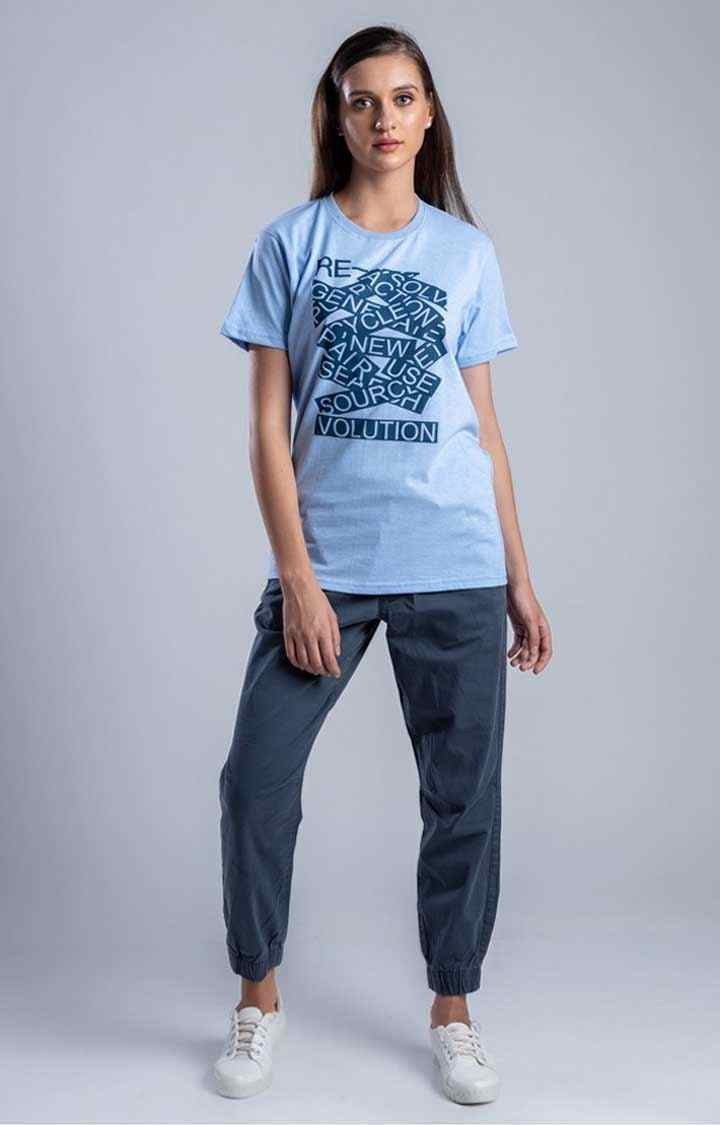 Womens The Re-Former Blue Cotton Regular T-Shirts