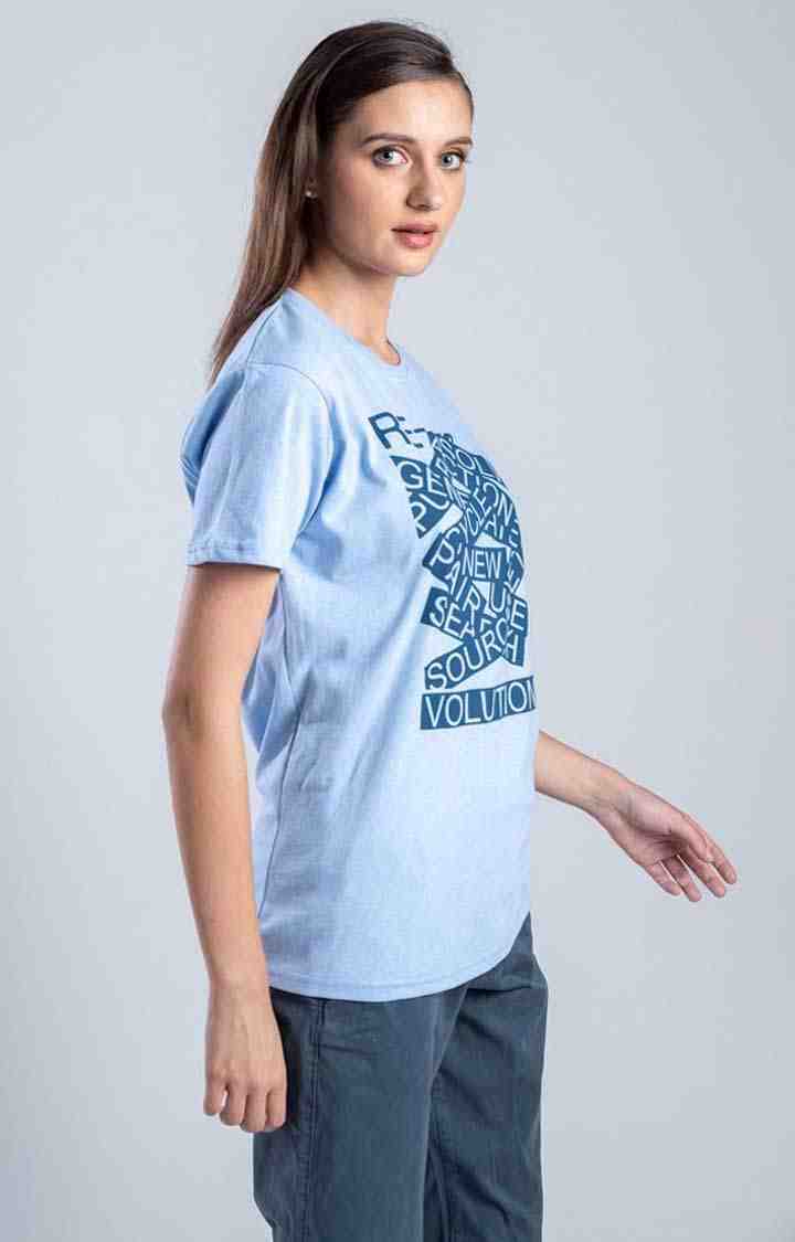 Womens The Re-Former Blue Cotton Regular T-Shirts