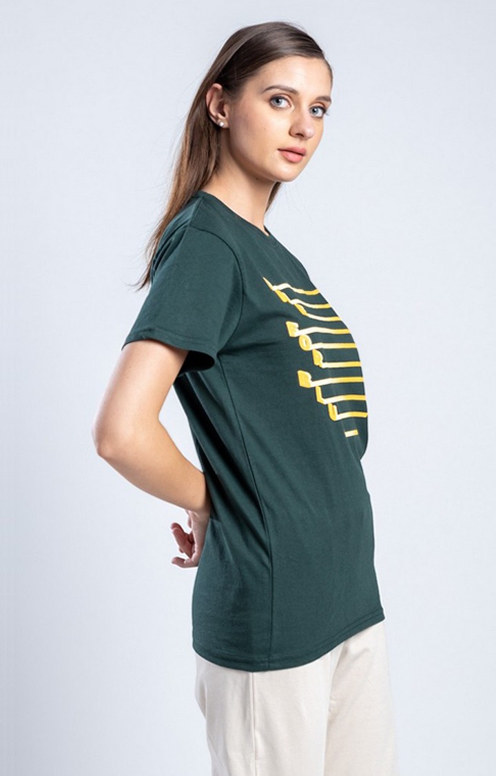 Women's Canopy of Sunshine Green Cotton Regular T-Shirts