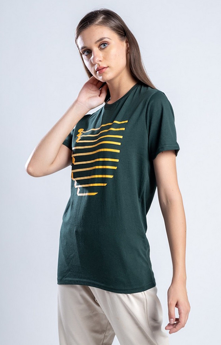 Women's Canopy of Sunshine Green Cotton Regular T-Shirts