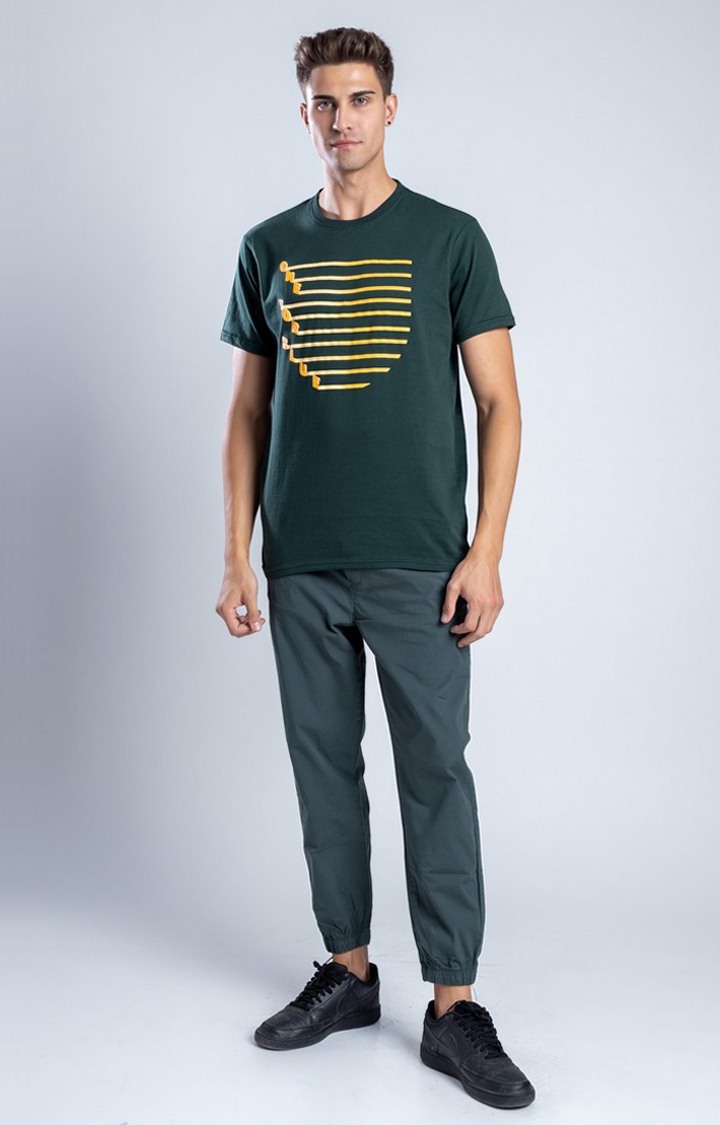 Men's Canopy of Sunshine Green Cotton Regular T-Shirts