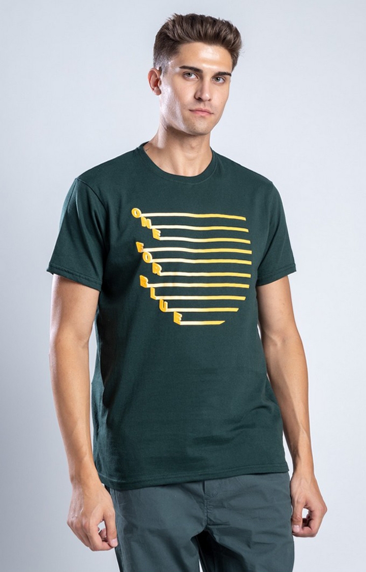 One For Blue | Men's Canopy of Sunshine Green Cotton Regular T-Shirts