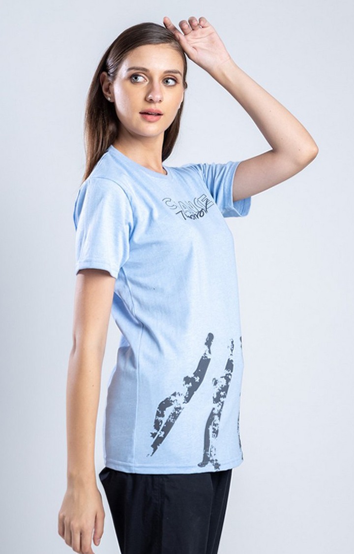 Women's Change Tomorrow Blue Cotton Activewear T-Shirts