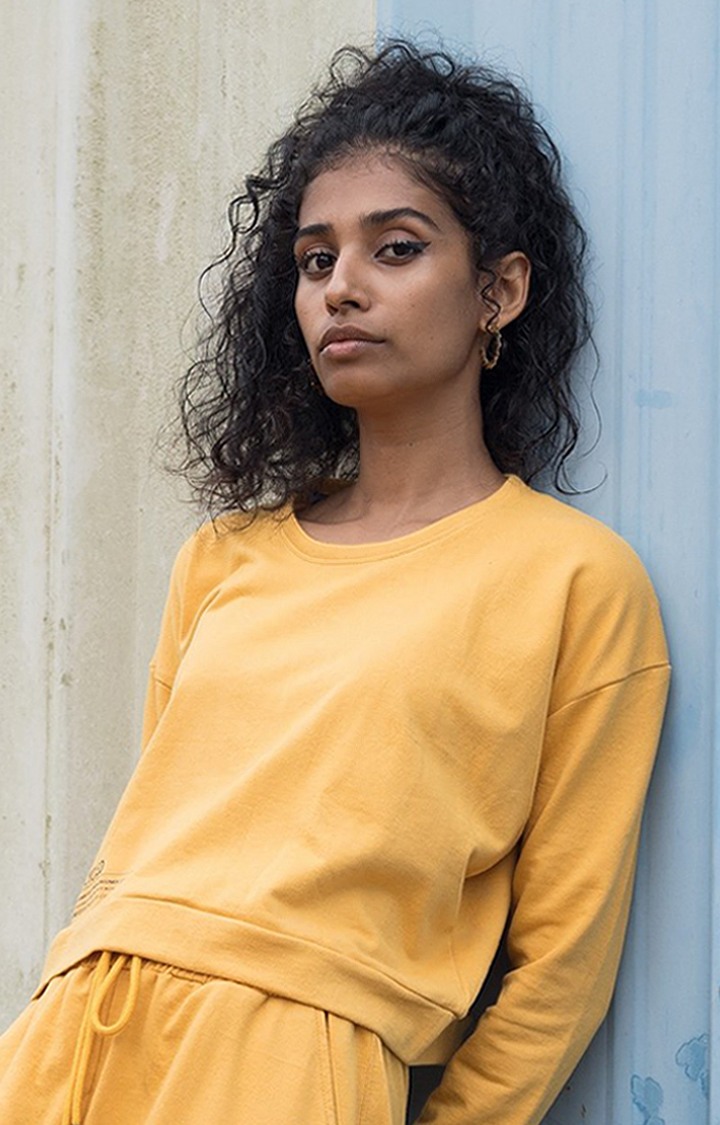 Women's Amber crop top Yellow Cotton Crop Top