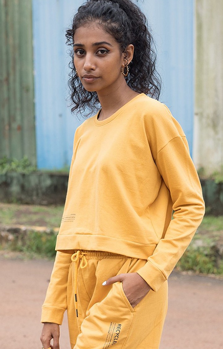 Women's Amber crop top Yellow Cotton Crop Top