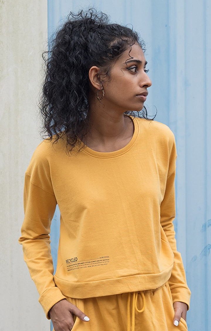 One For Blue | Women's Amber crop top Yellow Cotton Crop Top
