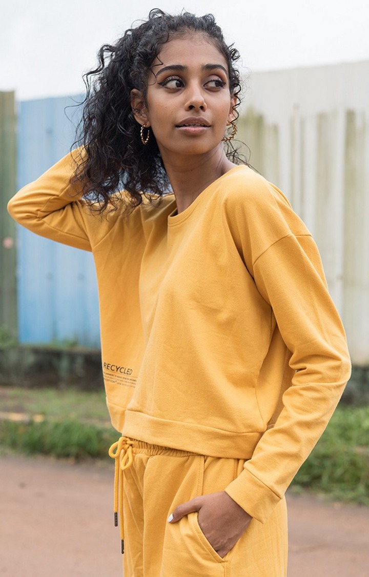 Women's Amber crop top Yellow Cotton Crop Top