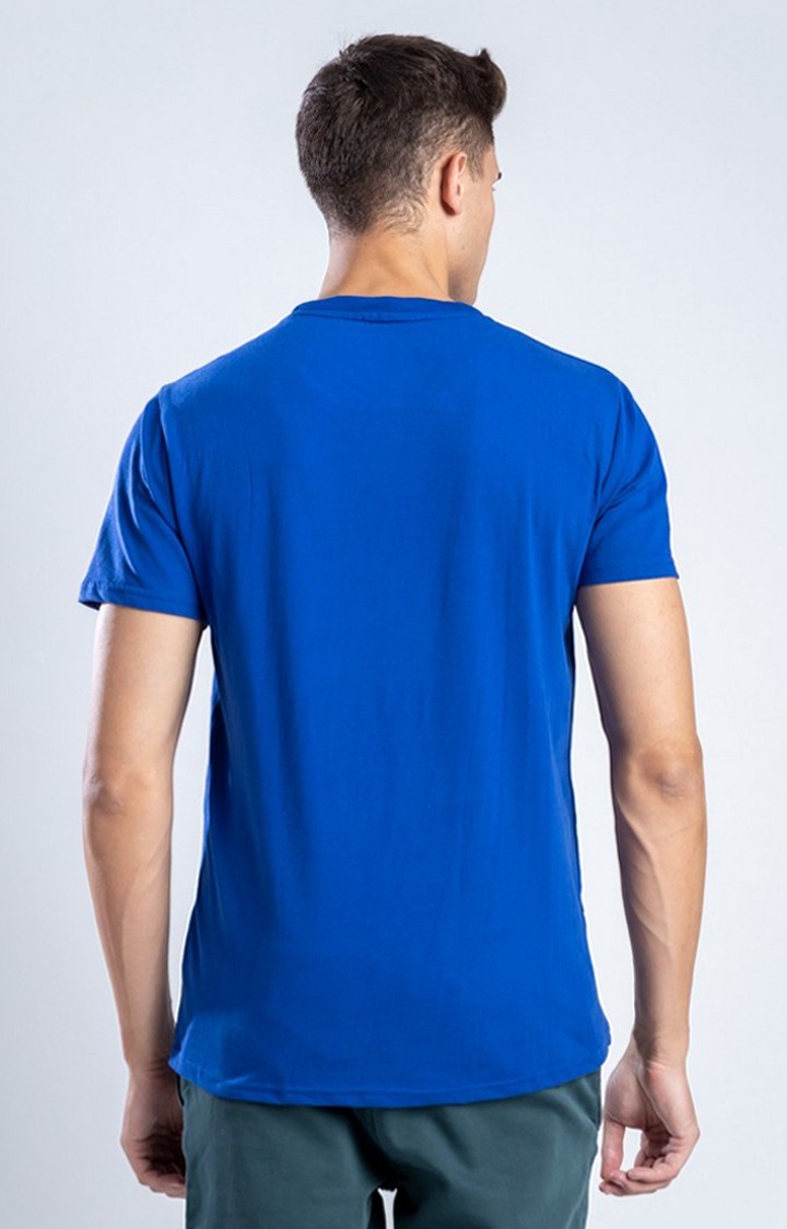 Men's The Tetris Blue Cotton Activewear T-Shirts