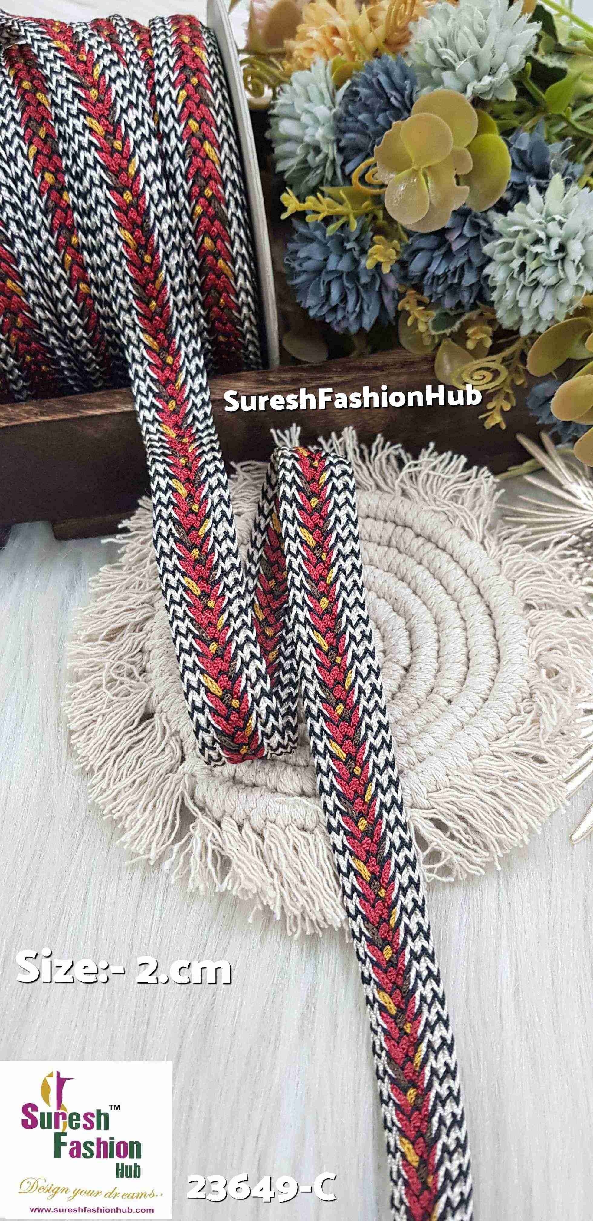 Vibrant Chevron Pattern Braided Trim(Rust)