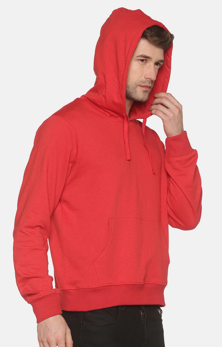 BLACK RADIO | Men's Hooded and pocket Solid Red Sweatshirt 2