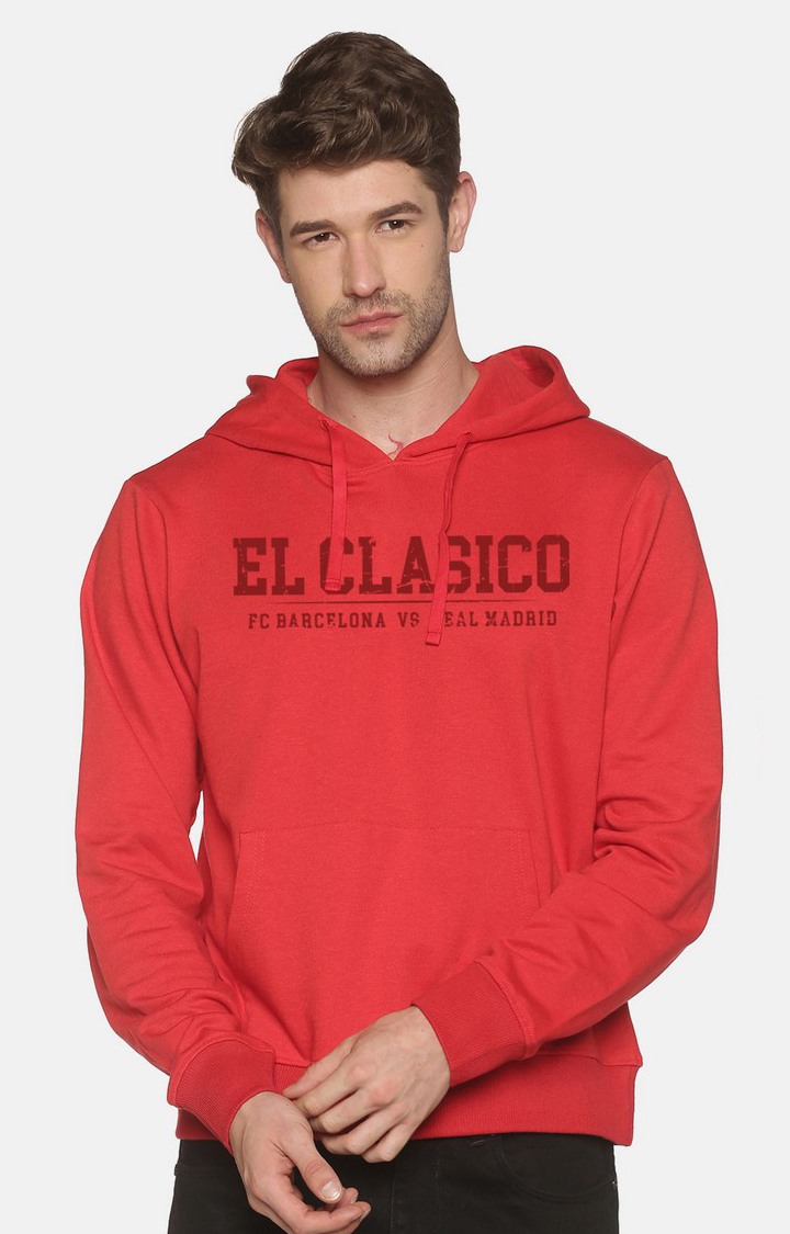 BLACK RADIO | Men's Hooded Red Typographic Hoodies 0