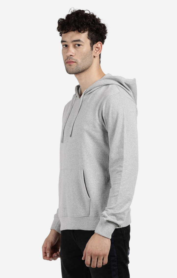 Men's Hooded and Pocket Solid Grey Hoodies
