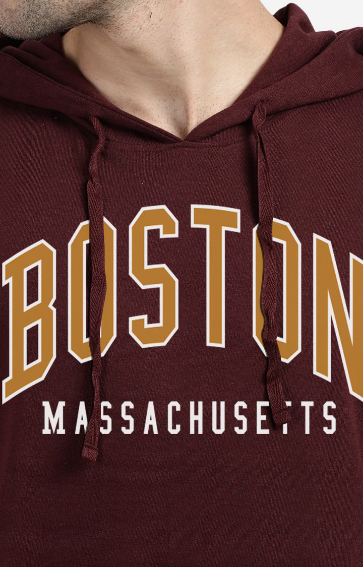 Men's Hooded and Pocket Typographic Maroon Hoodies