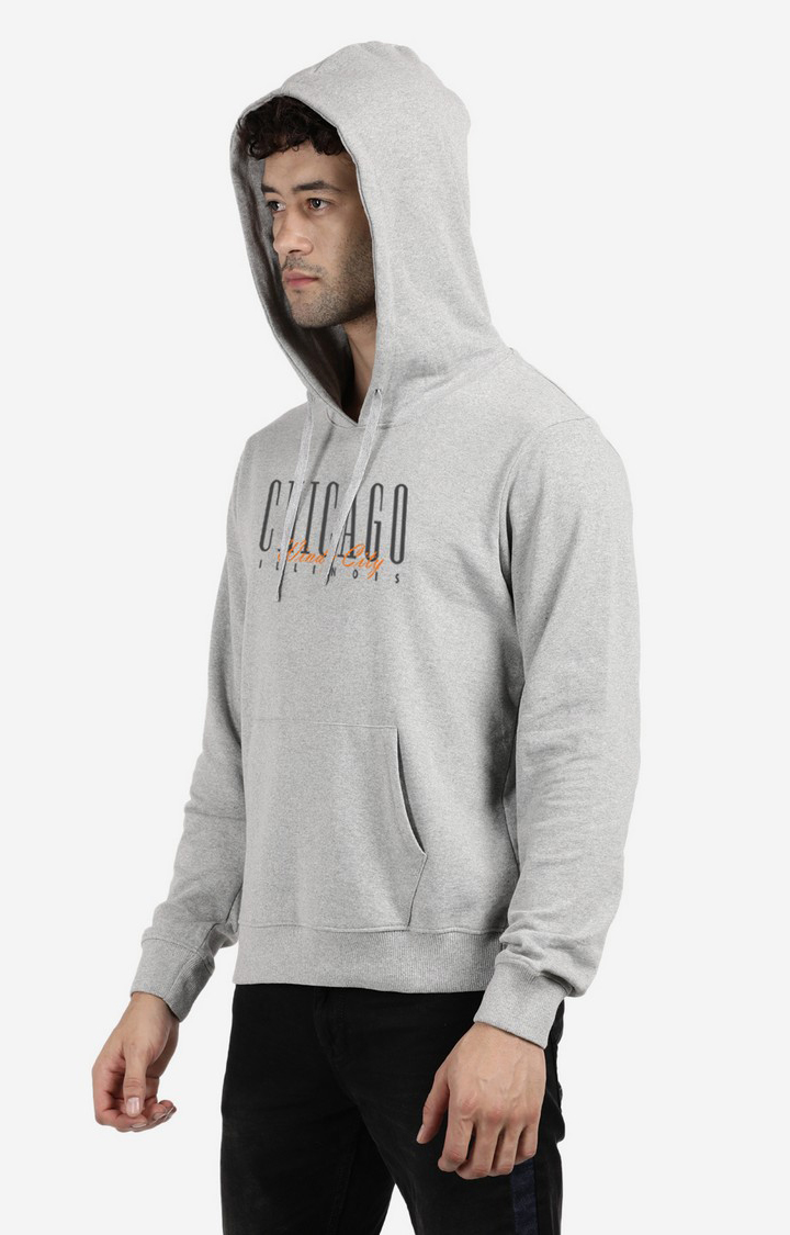 Men's Hooded and Pocket Typographic Grey Hoodies