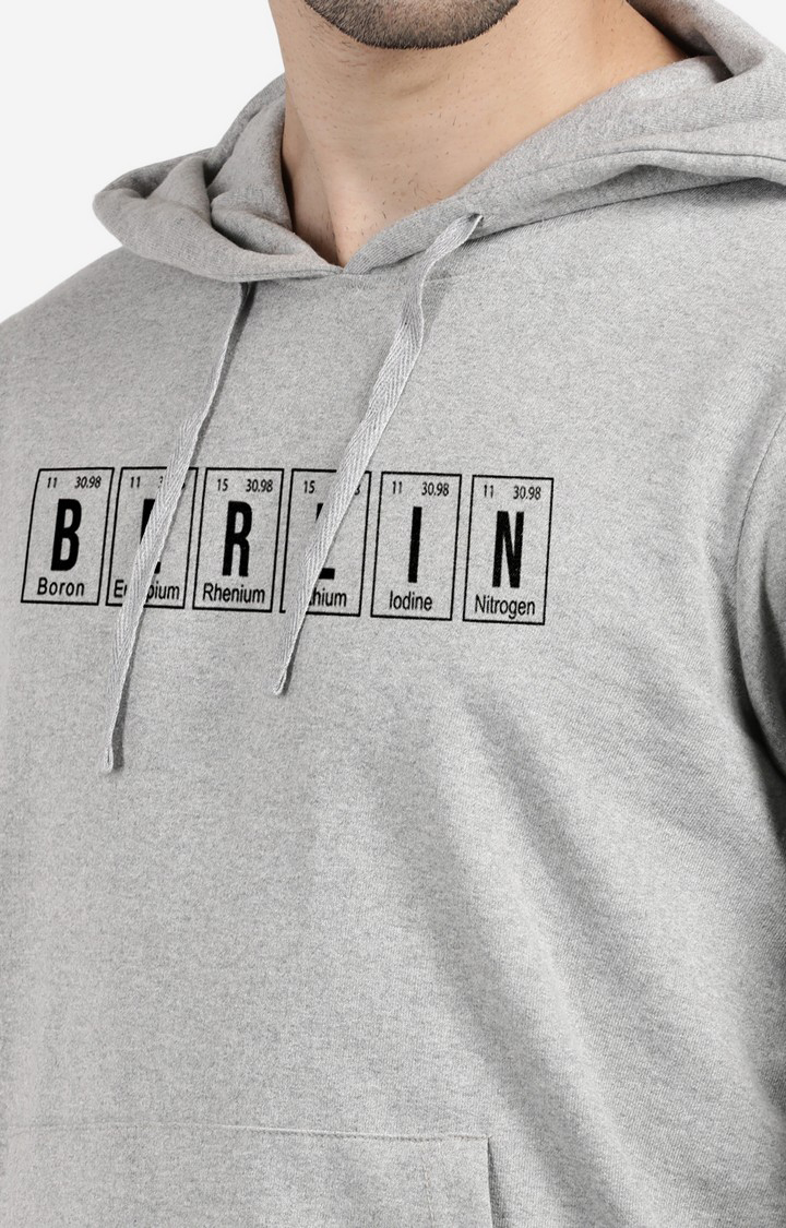 Men's Hooded and Pocket Typographic Grey Hoodies