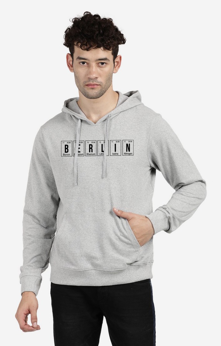 Men's Hooded and Pocket Typographic Grey Hoodies