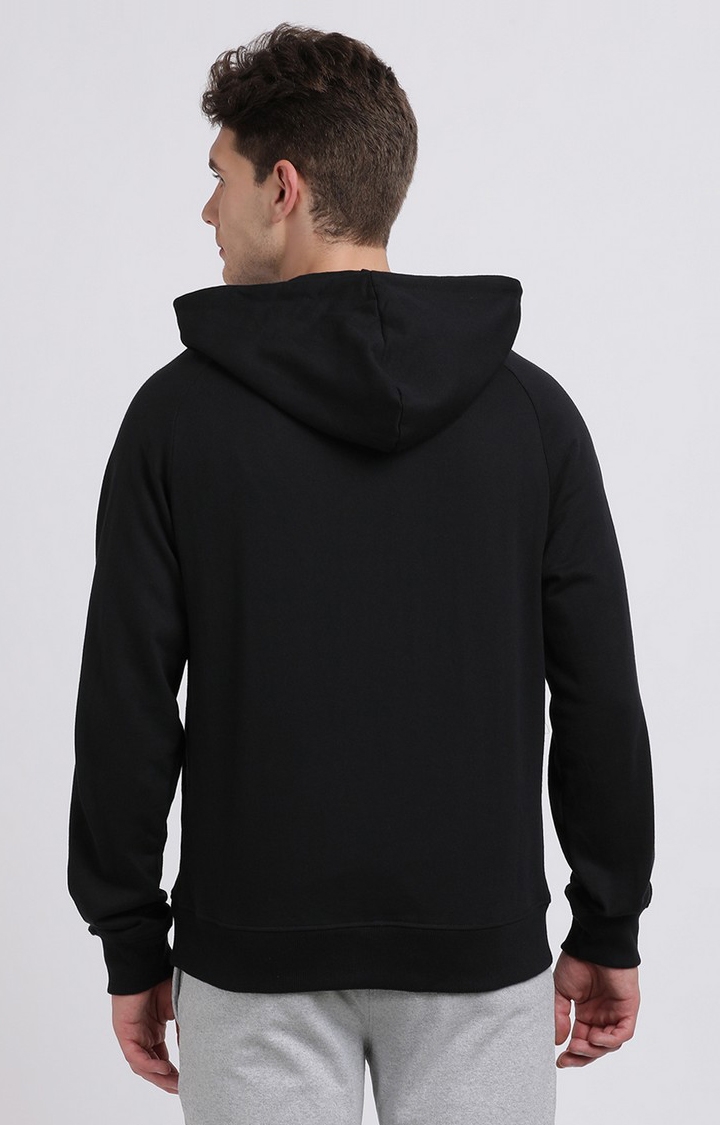 BLACK RADIO | Men's Hooded Solid Black Sweatshirt 2