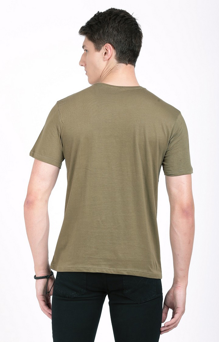 BLACK RADIO | Men's Regular Fit Typographic  Olive  Regular T-shirt 2