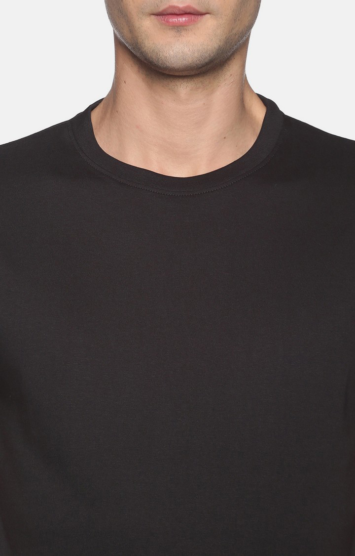 Men's Regular FiT-Shirt Solid Black Regular T-shirt