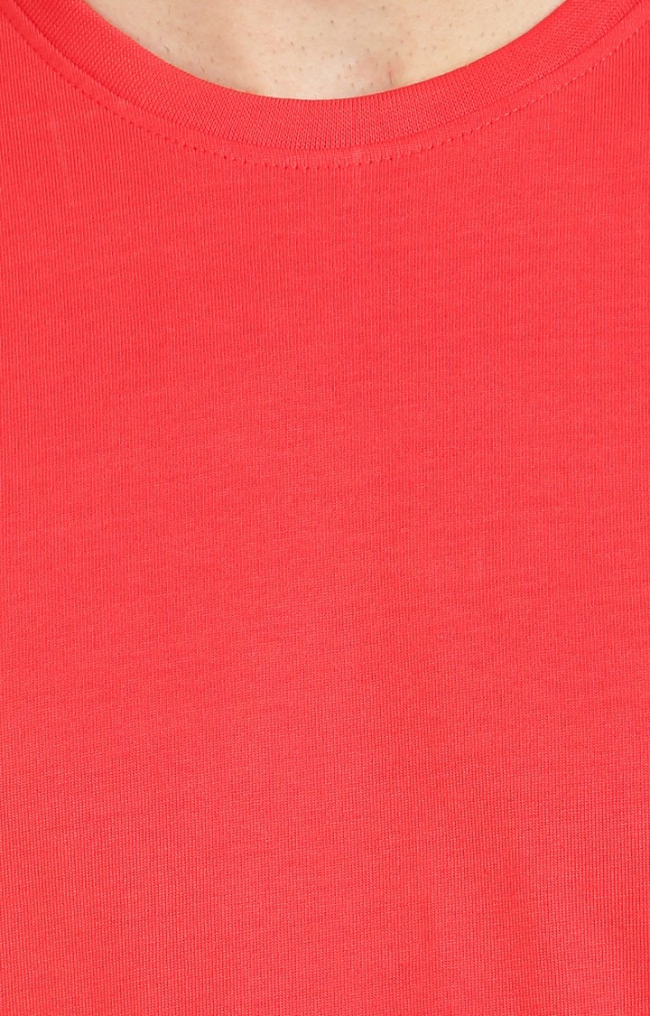 Men's Round Neck Typographic  Red  Regular T-shirt