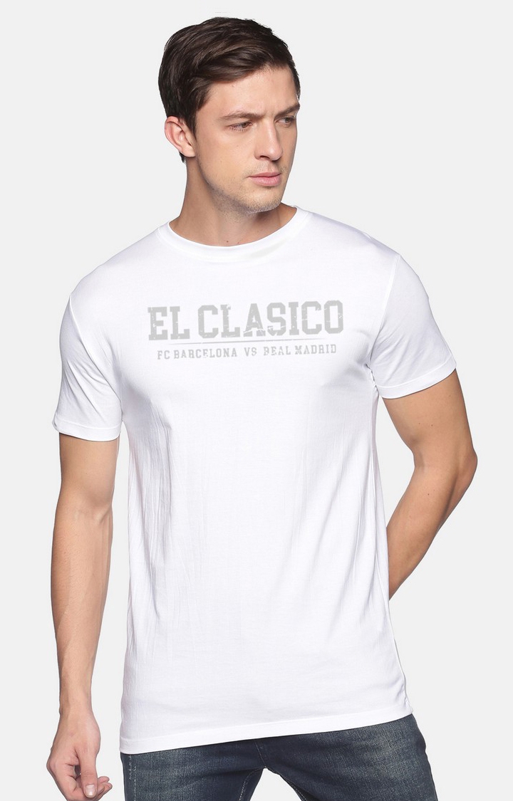 BLACK RADIO | Men's Round Neck Typographic  White  Regular T-shirt 0