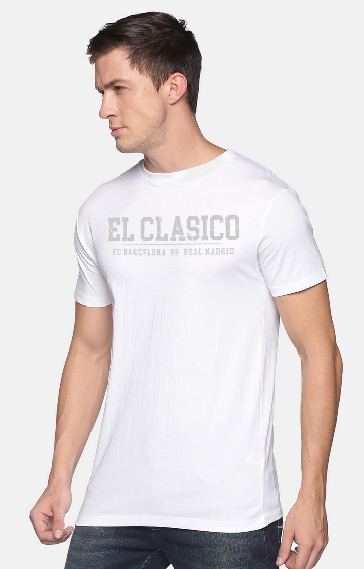 BLACK RADIO | Men's Round Neck Typographic  White  Regular T-shirt 1