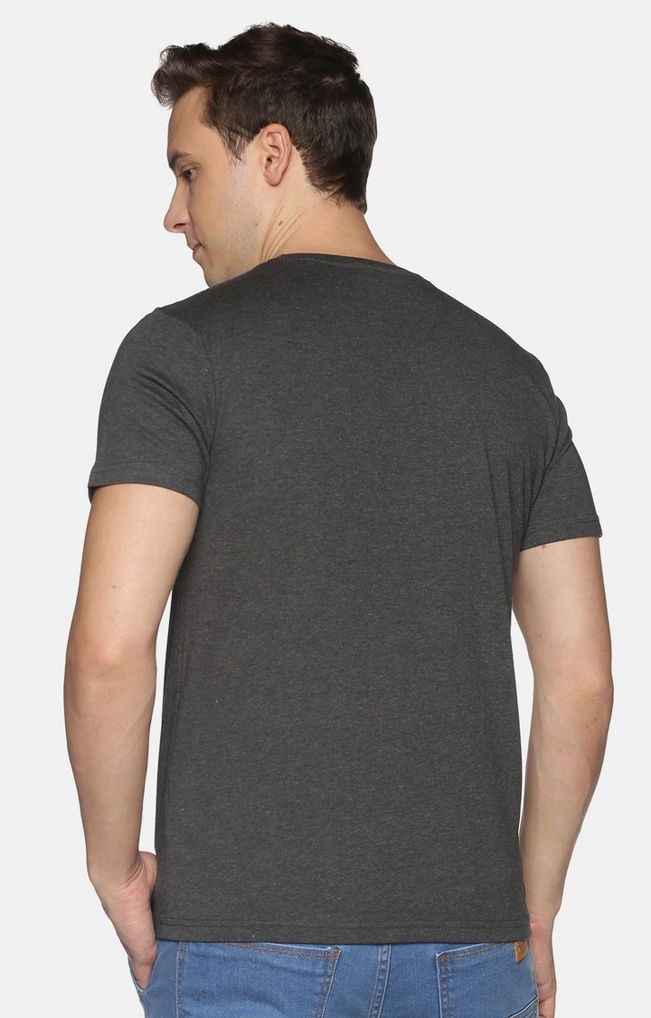 Men's Short Sleeves Typographic  Grey Tshirt