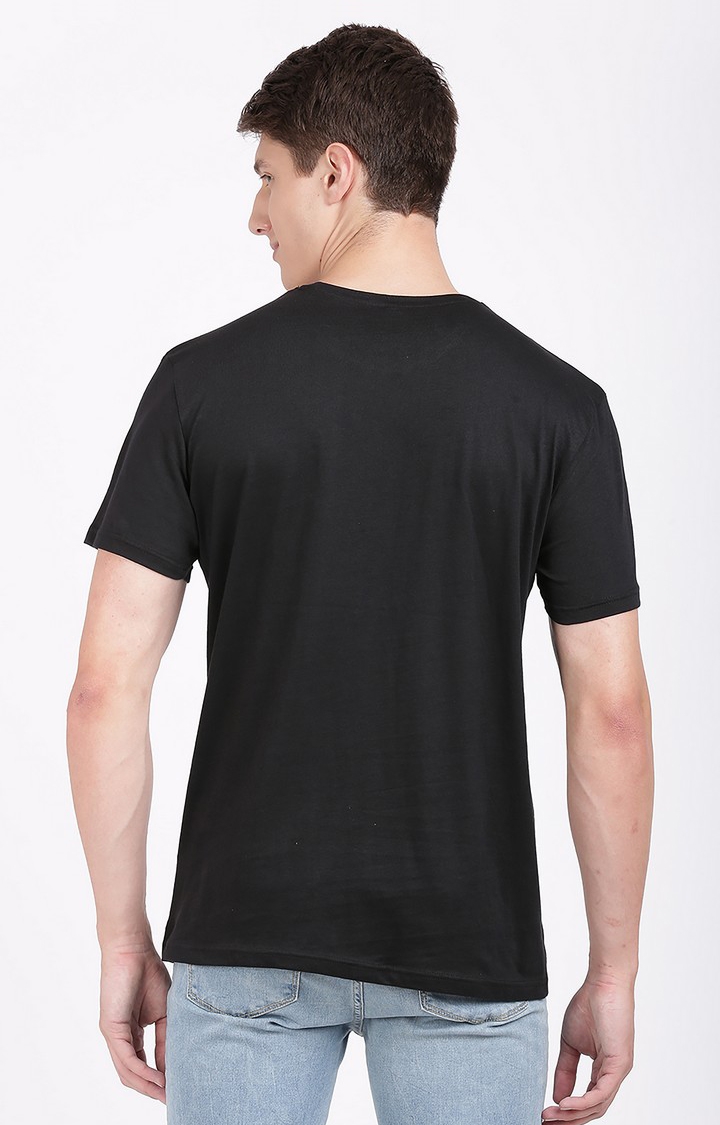 BLACK RADIO | Men's Regular Fit Typographic  Black  Regular T-shirt 2