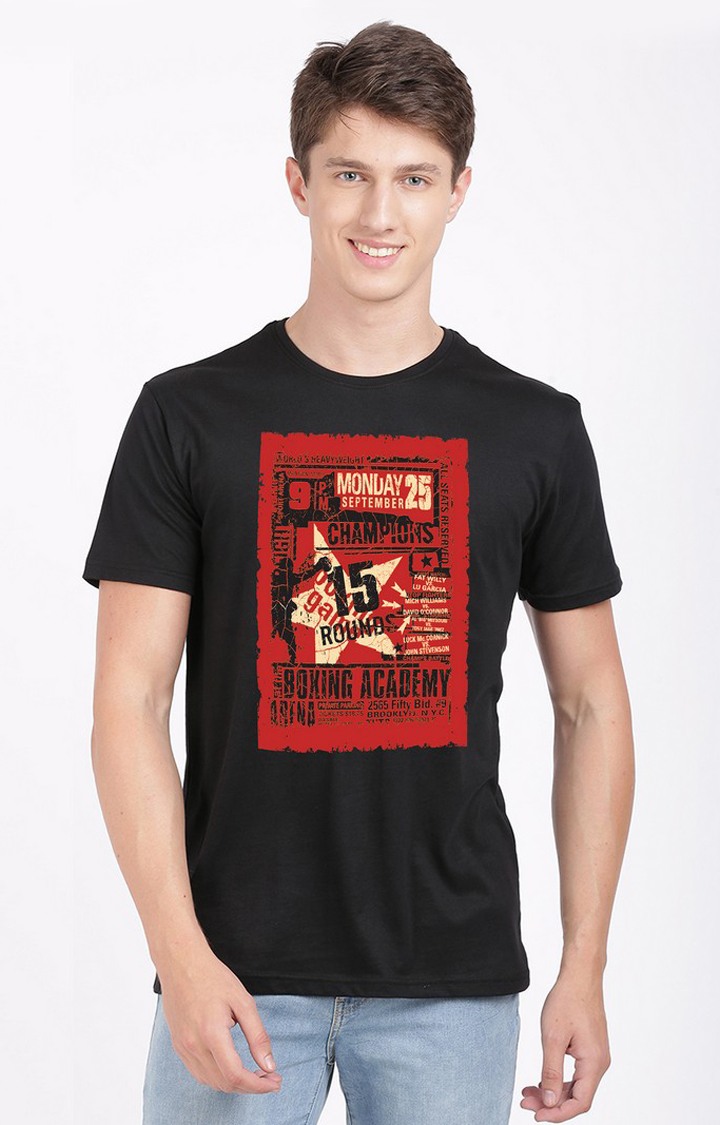 Men's Regular Fit Graphic Printed  Black  Regular T-shirt