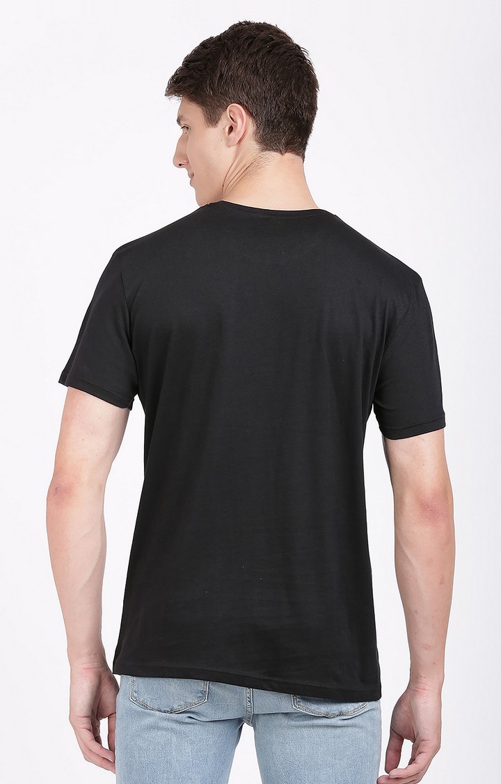Men's Regular Fit Graphic Printed  Black  Regular T-shirt
