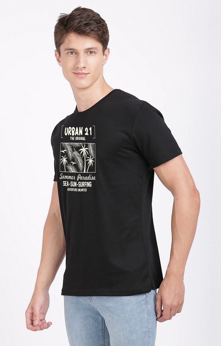 BLACK RADIO | Men's Regular FiT-Shirt Printed Black Regular T-shirt 1