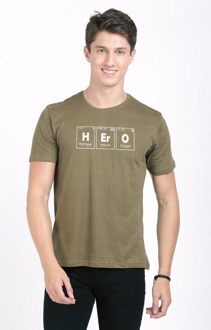 BLACK RADIO | Men's Regular Fit Typographic  Olive  Regular T-shirt 0