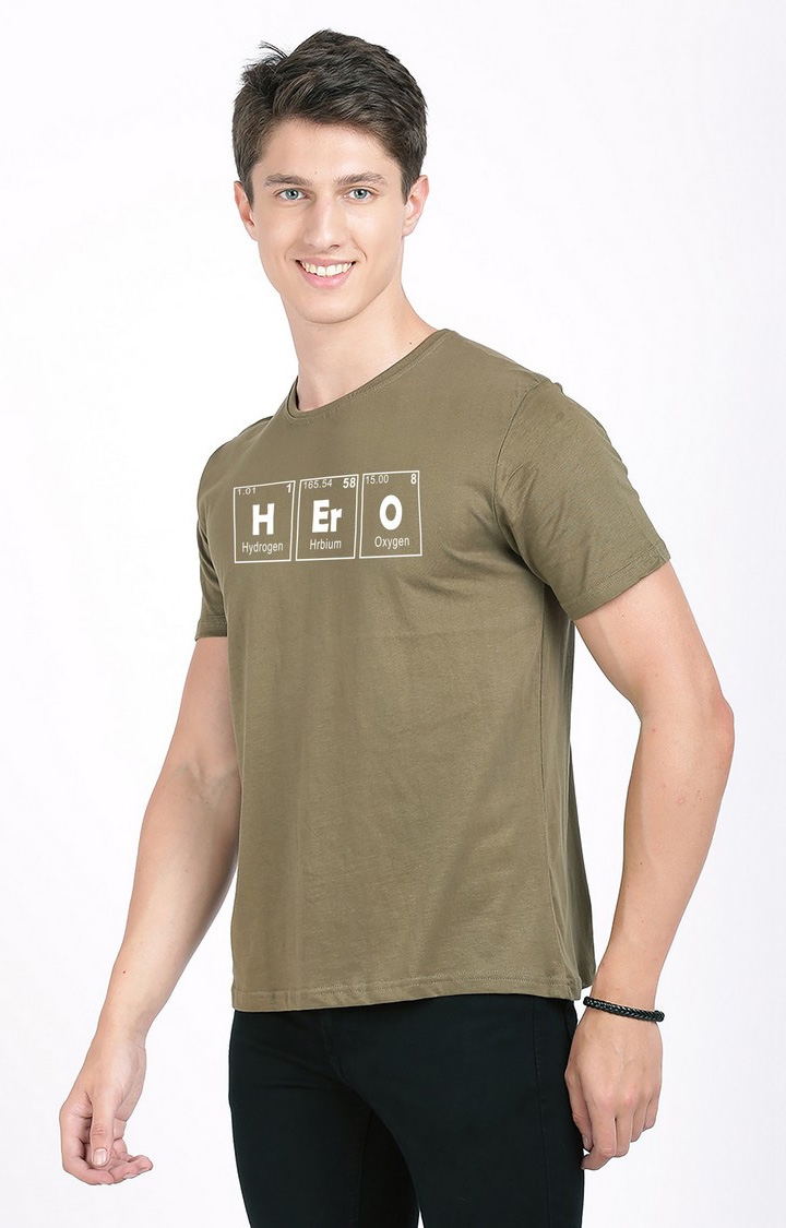 BLACK RADIO | Men's Regular Fit Typographic  Olive  Regular T-shirt 1