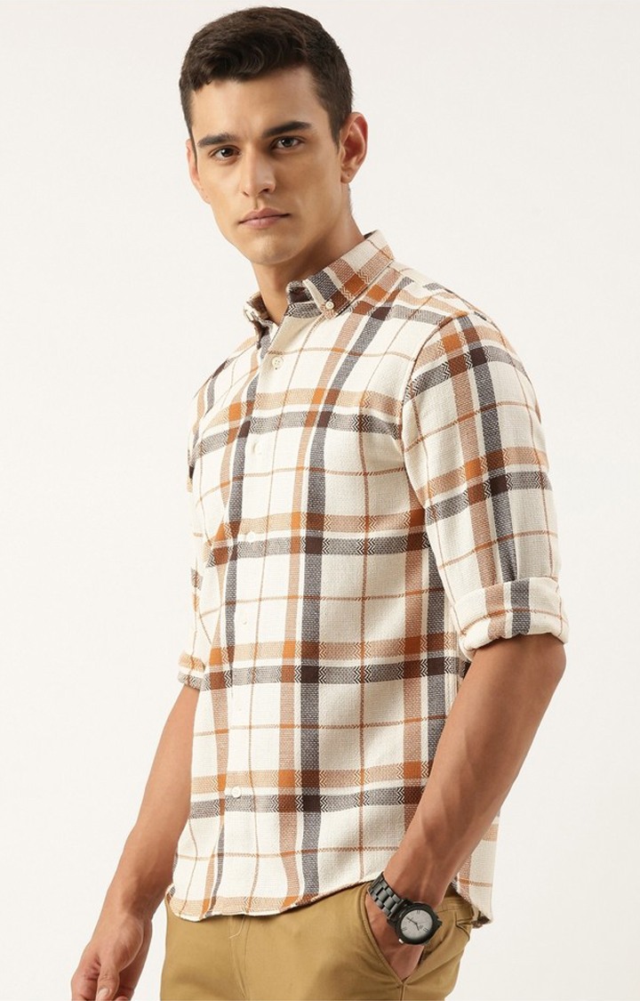 Men's Brown Checked Casual Shirt