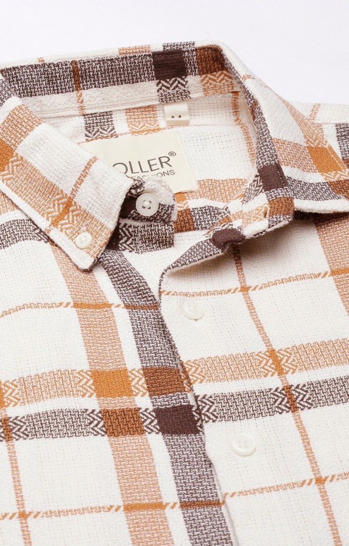 Men's Brown Checked Casual Shirt