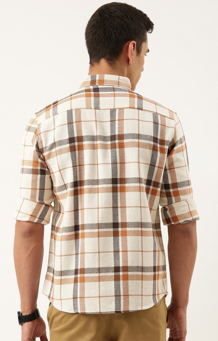 Men's Brown Checked Casual Shirt