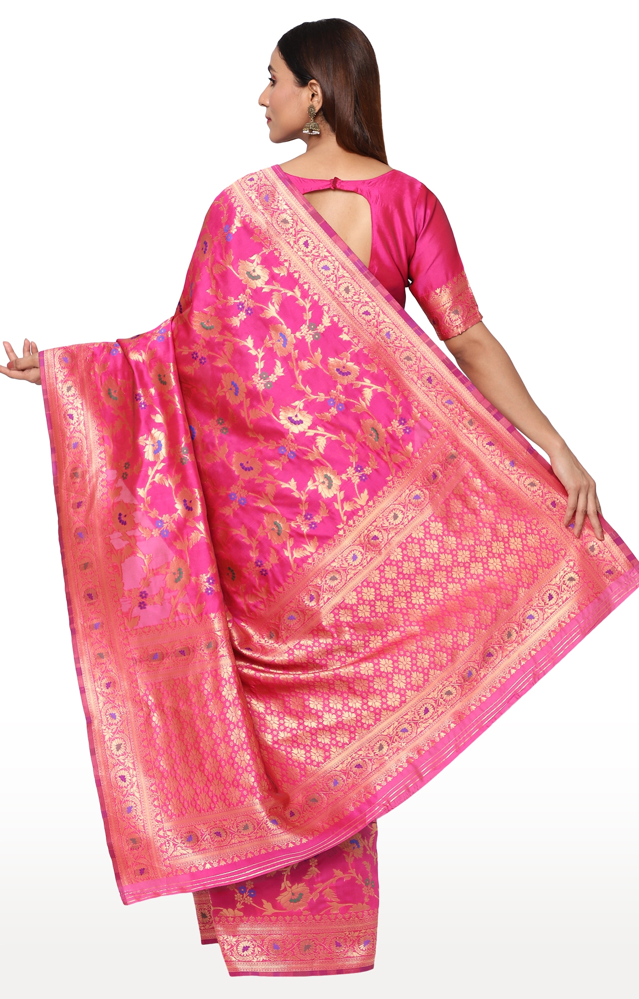 Glemora | Glemora Pink Beautiful Ethnic Wear Silk Blend Banarasi Traditional Saree 2
