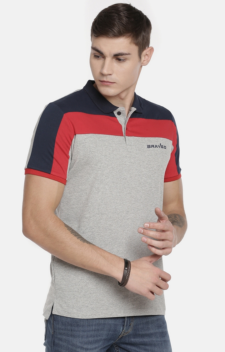 Braveo | Grey Melange Colourblock T-Shirts 2