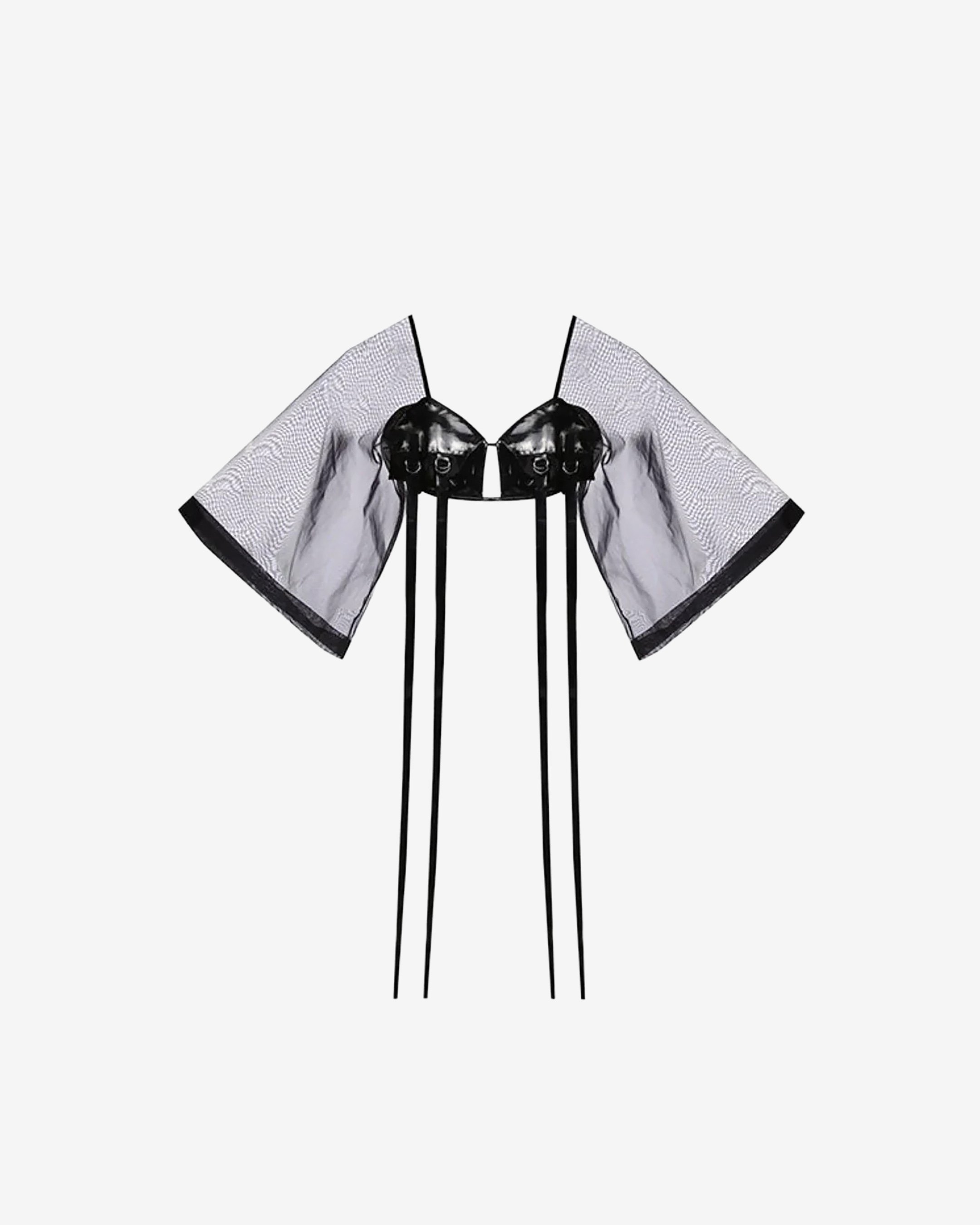 Leather Bralette With Batwing Mesh