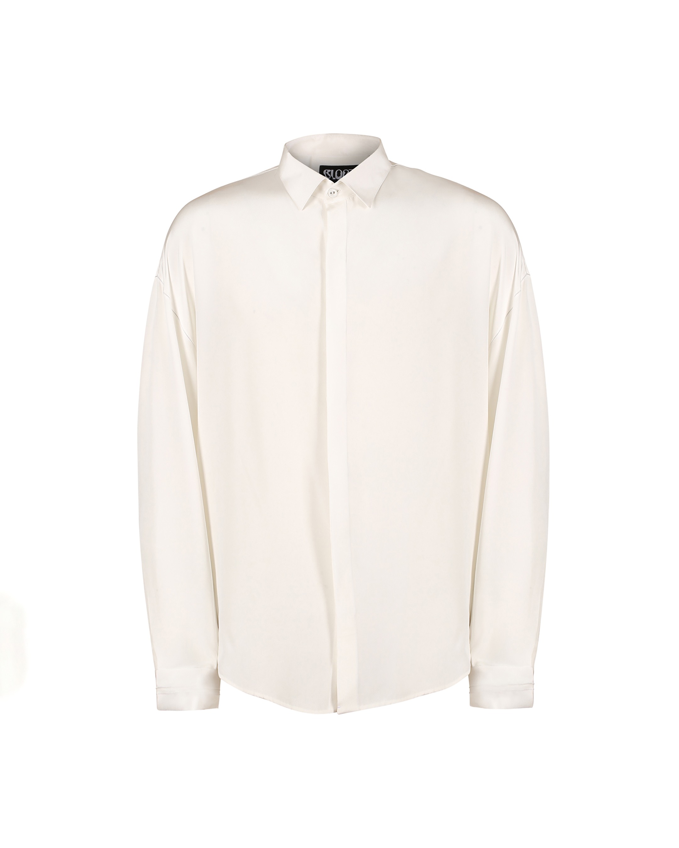 Drop Shoulder White White Crepe Shirt