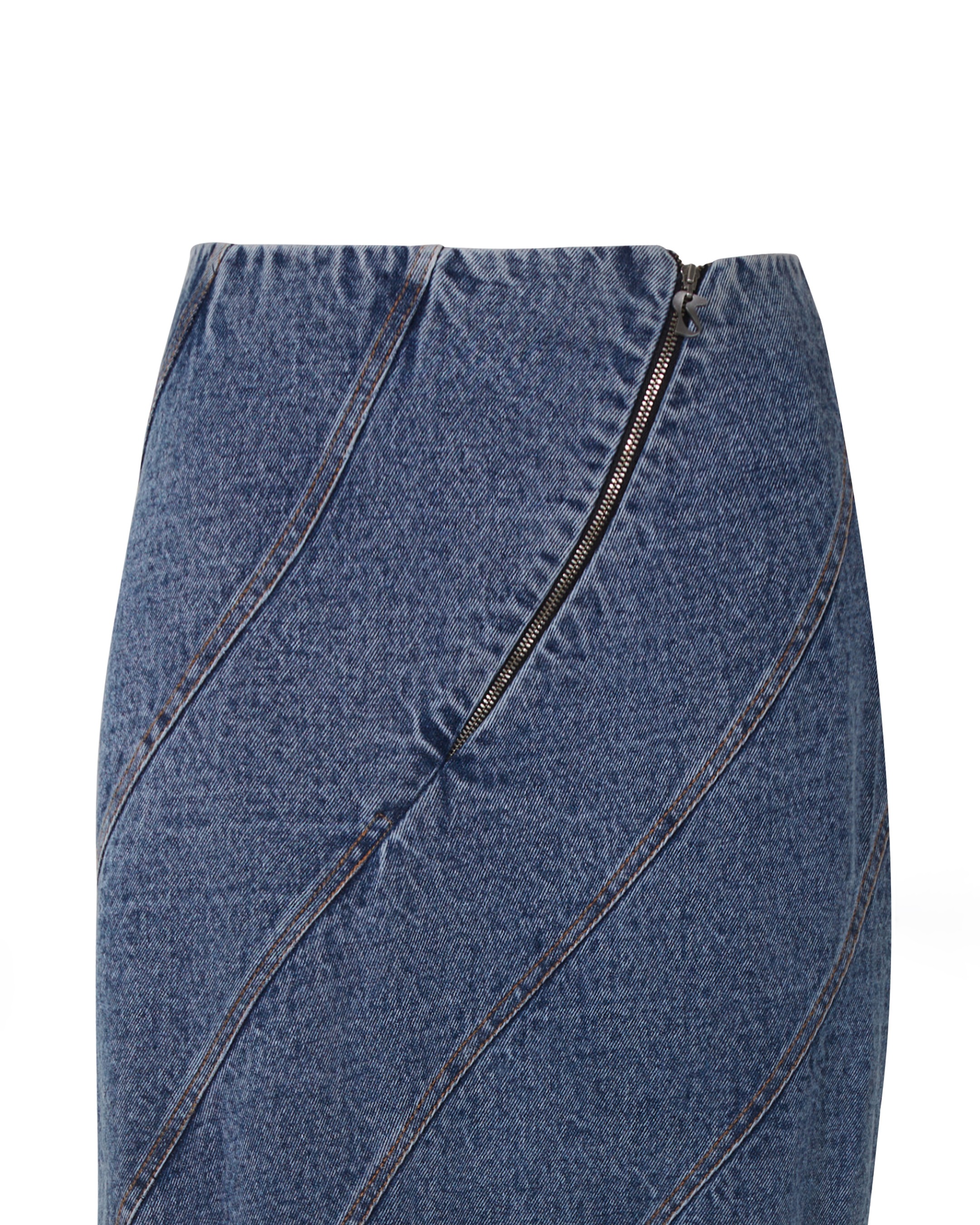 Denim Paneled Skirt