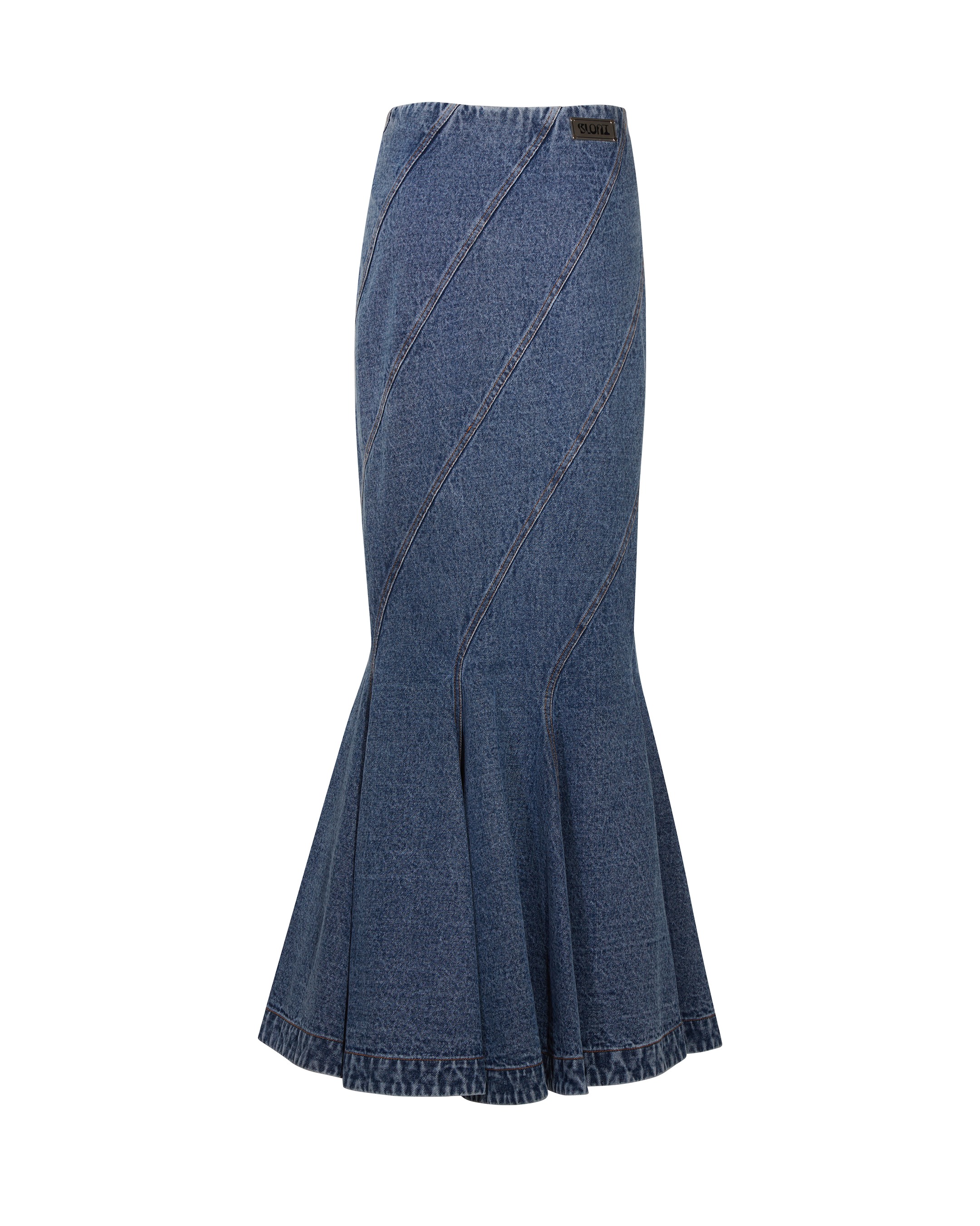Denim Paneled Skirt