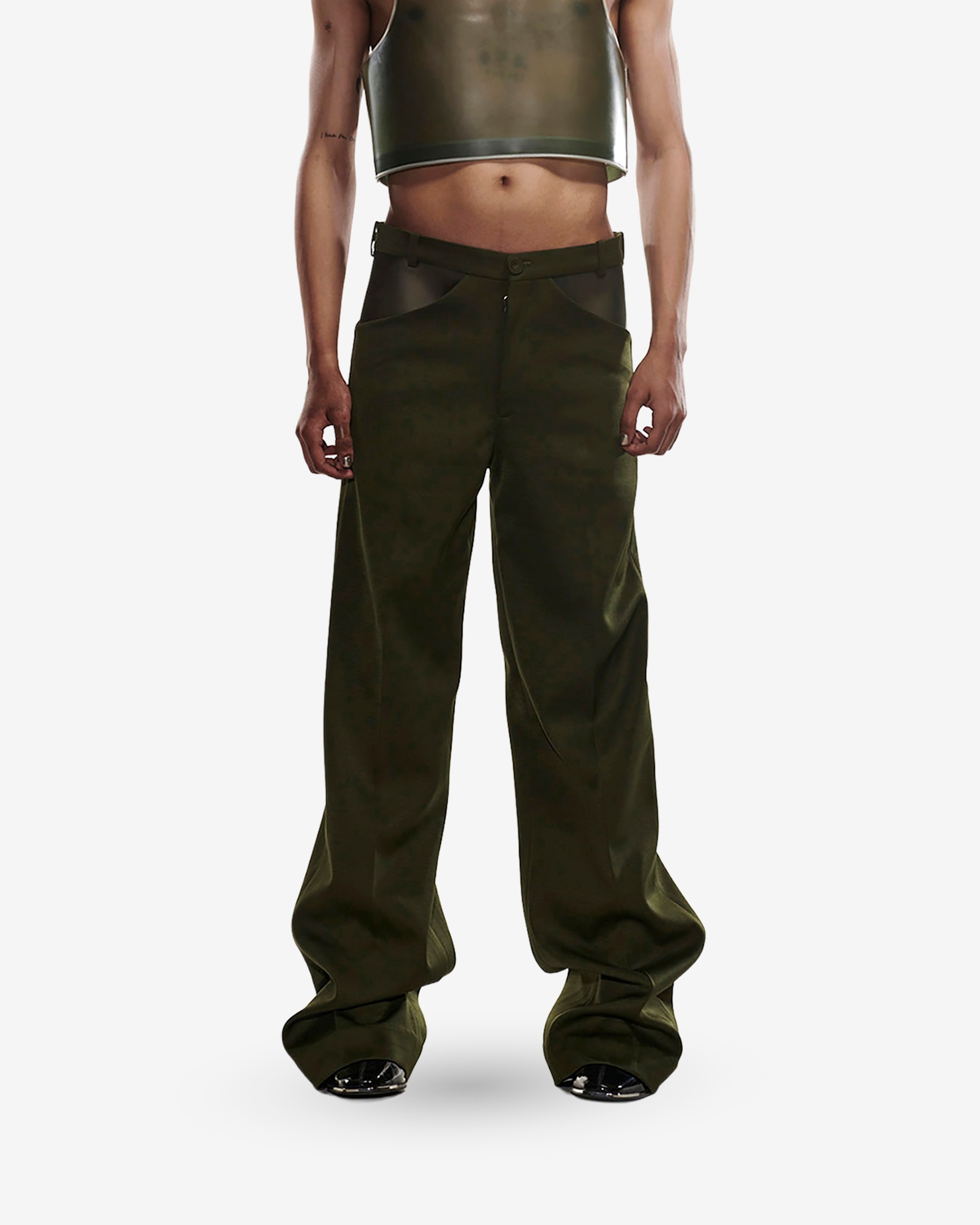 Olive Dutch Satin Rubber Pants