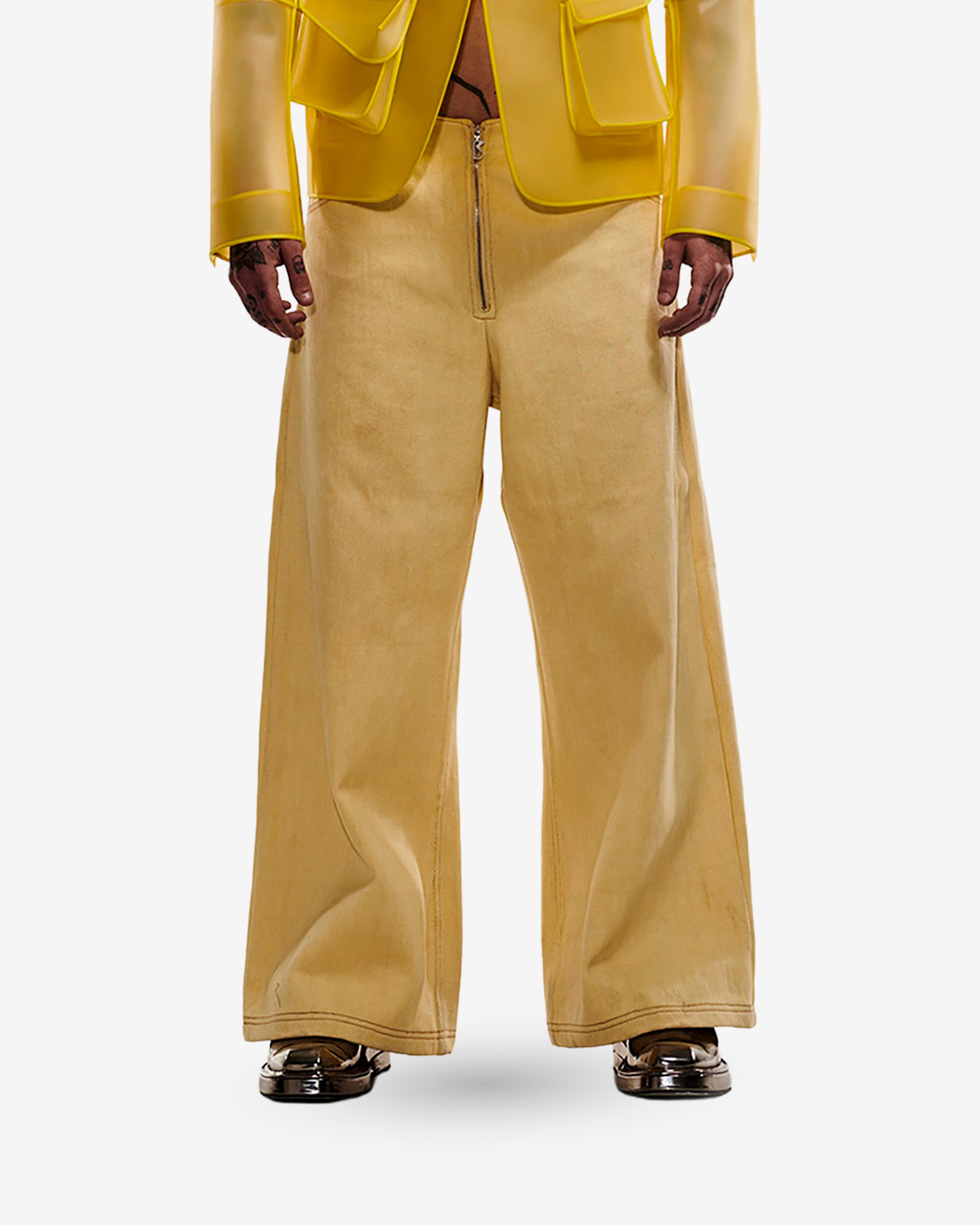 Yellow Handwoven Denim Pants