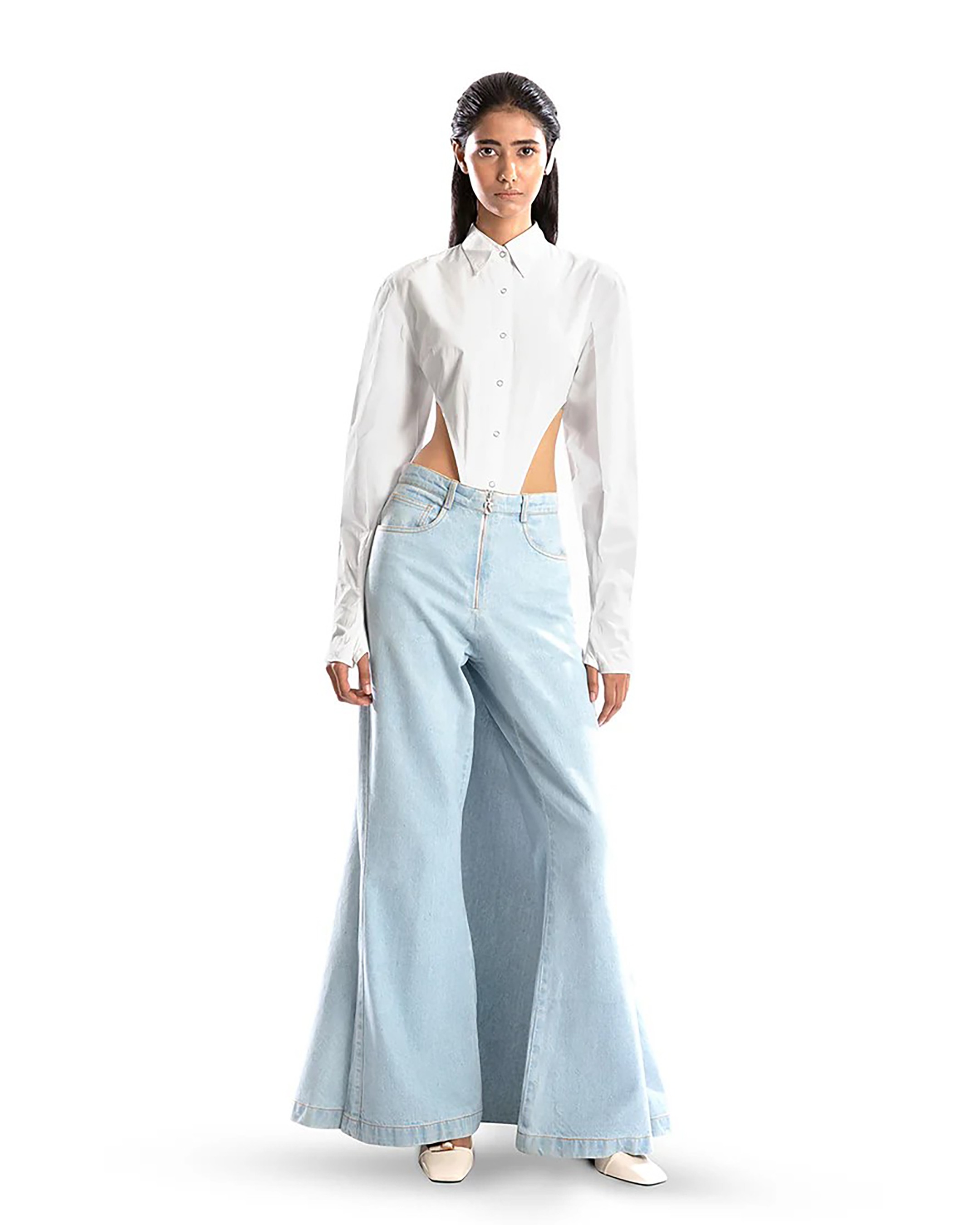Blue Denim Skirt Pants