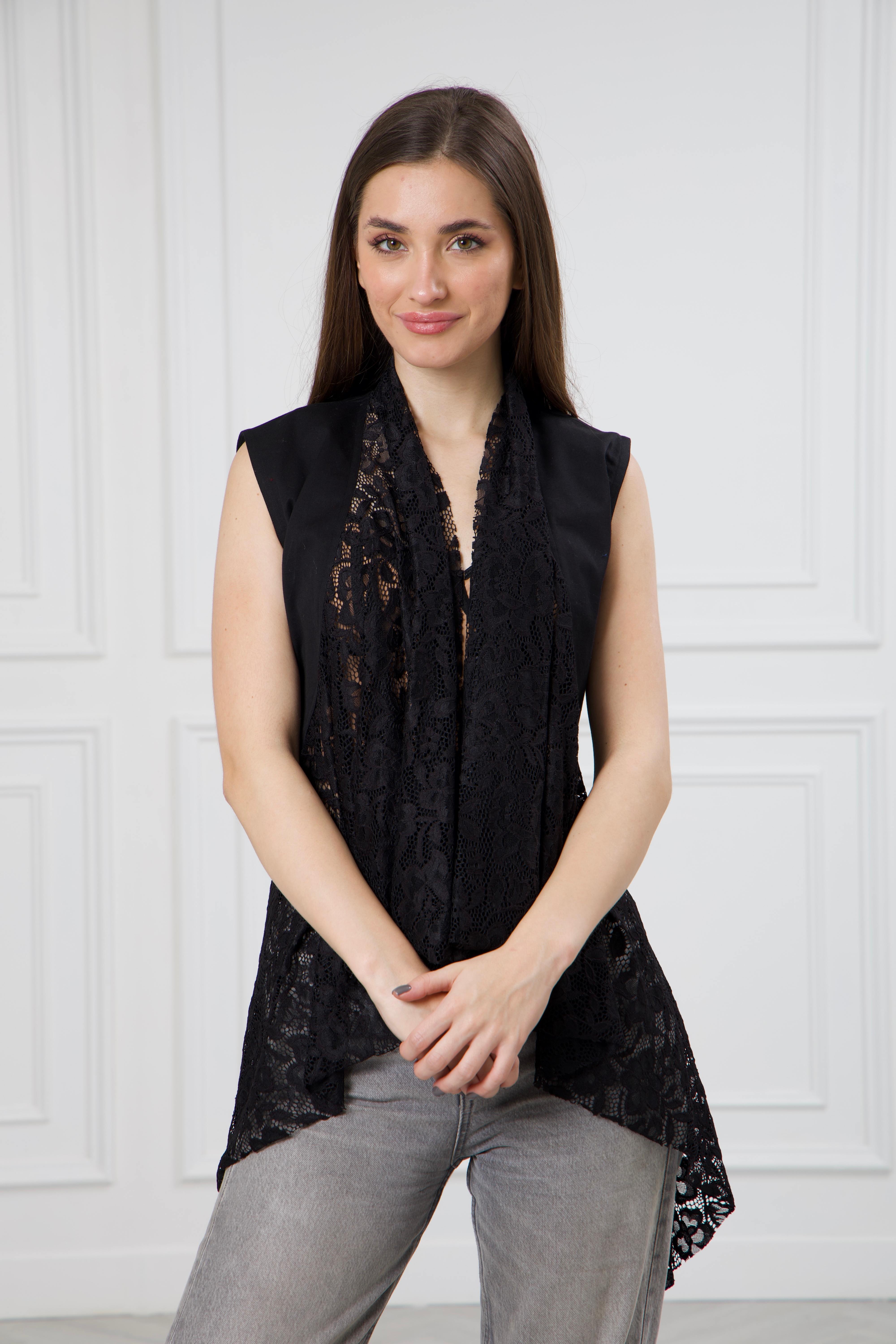 Black embroidered  Black lace shrug